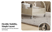 safety glass surface 2-Tier Rolling Table Space-Saving dual-level Rolling trolley Table With Storage Shelf Living Room Furniture Minimalist Design for Small Apartment Dwellers, homeowners, Office Workers, Bedroom, Balcony