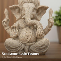 Sandstone Resin Lord of Beginnings Figurine Handmade Craftsmanship Lord of Beginnings Figurine Statue Symbol of Good Luck Indian Hindu God Sculpture