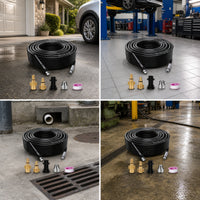Pressure Washer Sewer Cleaning Kit Flexible Sewer Jet Hose Coiled Drain-Clearing Hose with Adapters for Homeowners