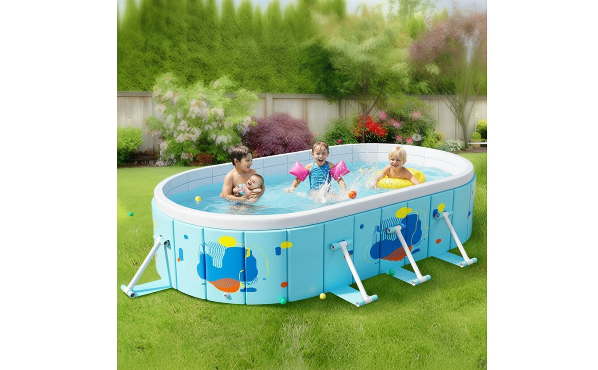 No-Assembly Foldable Pool with Support Legs Easy Setup Collapsible Swimming Pool Stable Compact for Backyard