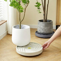 Plant Trolley with Drainage Tray, Resin Flower Pot Stand and Pot Stand, Indoor Outdoor Garden Plant Stand, Floor Standing, 255mm Base Diameter