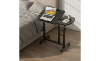 Multifunctional Rolling C-Shaped Table Sturdy Frame Mobile Bedside Table Space Saving Adjustable Overbed Desk Tilting Desktop for Students, Bedroom, Home Office, Living Room