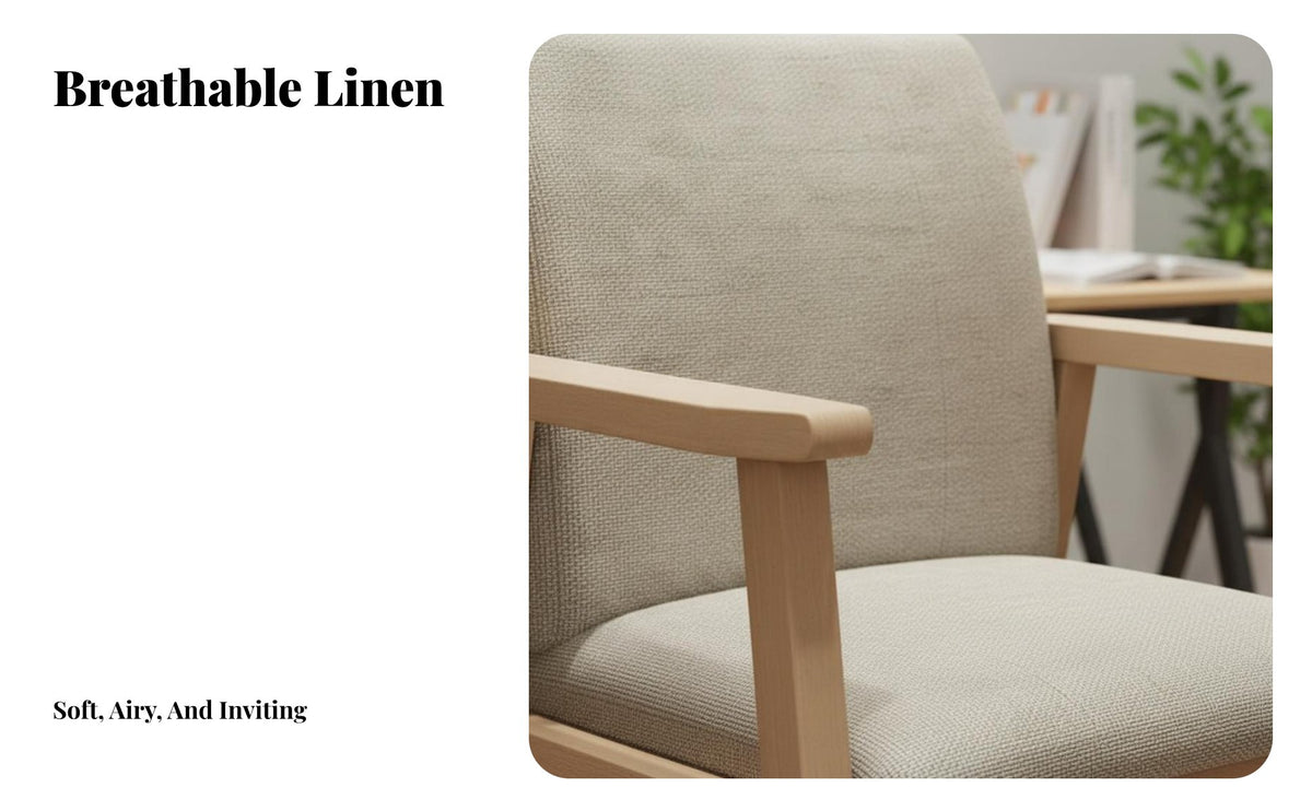 Minimalist Aesthetic Upholstered Wooden Armchair High-Rebound Cushion Upholstered Reading Seat Ergonomic Design Desk Chair Sturdy Structure for Office Workers, Students, Homeowners, Study Room, Bedroom