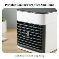 Humidifier Function Portable Air Conditioner Fan 3 Speed Settings USB Personal Air Cooler Quiet Operation for Office, Dorm Room, Car