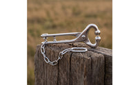Stainless Steel Cattle Nose Clamp with Chain Heavy Duty Bull Holder with Chain Long-Lasting Cattle Nose Clamp Safe for Ranchers, Farms