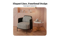 Fashion-Forward Houndstooth Armchair Stylish Design Upholstered Accent Chair Ergonomic spine supportrest Living Room Seating Wide Seat for Interior Designers, Business Owners, Reception Area, Hotel Lobby, cosmetics studio, Bedroom