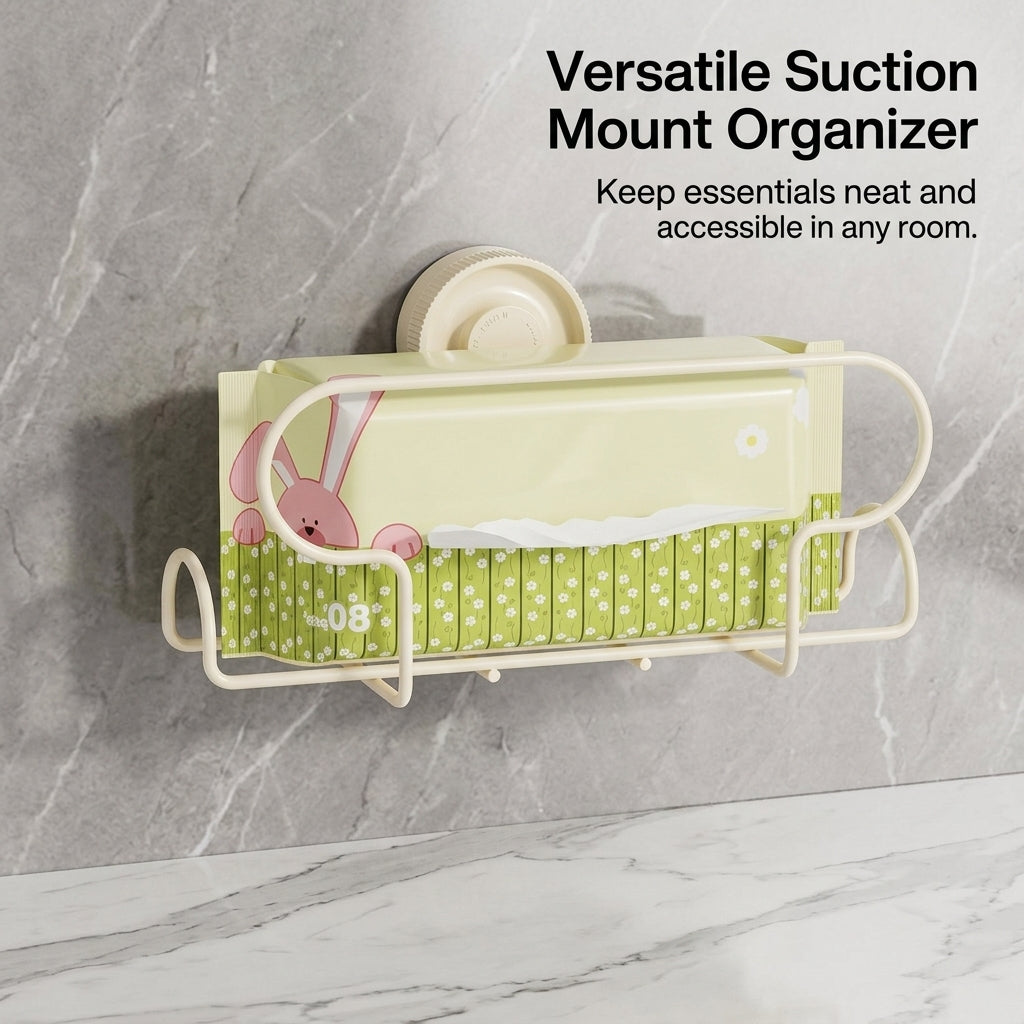 Sink Wet Wipe Holder for Bathroom & Kitchen Countertop, Easy Install Suction Cup Design for Students, Versatile Iron Big Wipes Box for Van