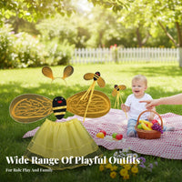 Costume Set Adorable Design Bee Costume Set Shiny Details Airy Accessories Outfit for Young Children, Adults, Themed Parties, Carnival