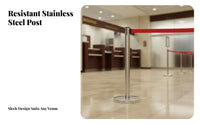 Anti-Slip Base Retractable Belt Stanchion Heavy-Duty Stainless Steel Queue Post Long-Lasting Queue Line Pole Flexible Configuration for Security Personnel, Venue Managers, Business Owners, Airports, Hotels, Exhibition Halls, Retail Shop S