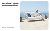 Weather Resistant Cushioned Lounge Ensemble Long-Lasting Frame Woven Strap Sofa Set Protected Outdoor Furniture Water for Hospitality Businesses, Homeowners, Families, Courtyard, Balcony, Resort, Backyard
