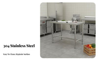 Easy to Clean Commercial Kitchen Prep Table Rust Resistant Stainless Steel Work Table Stable Structure Heavy Duty Food Prep Station for Restaurant Employees, Home Cooks, Workshop, Garage, Laundry Room, Outdoor