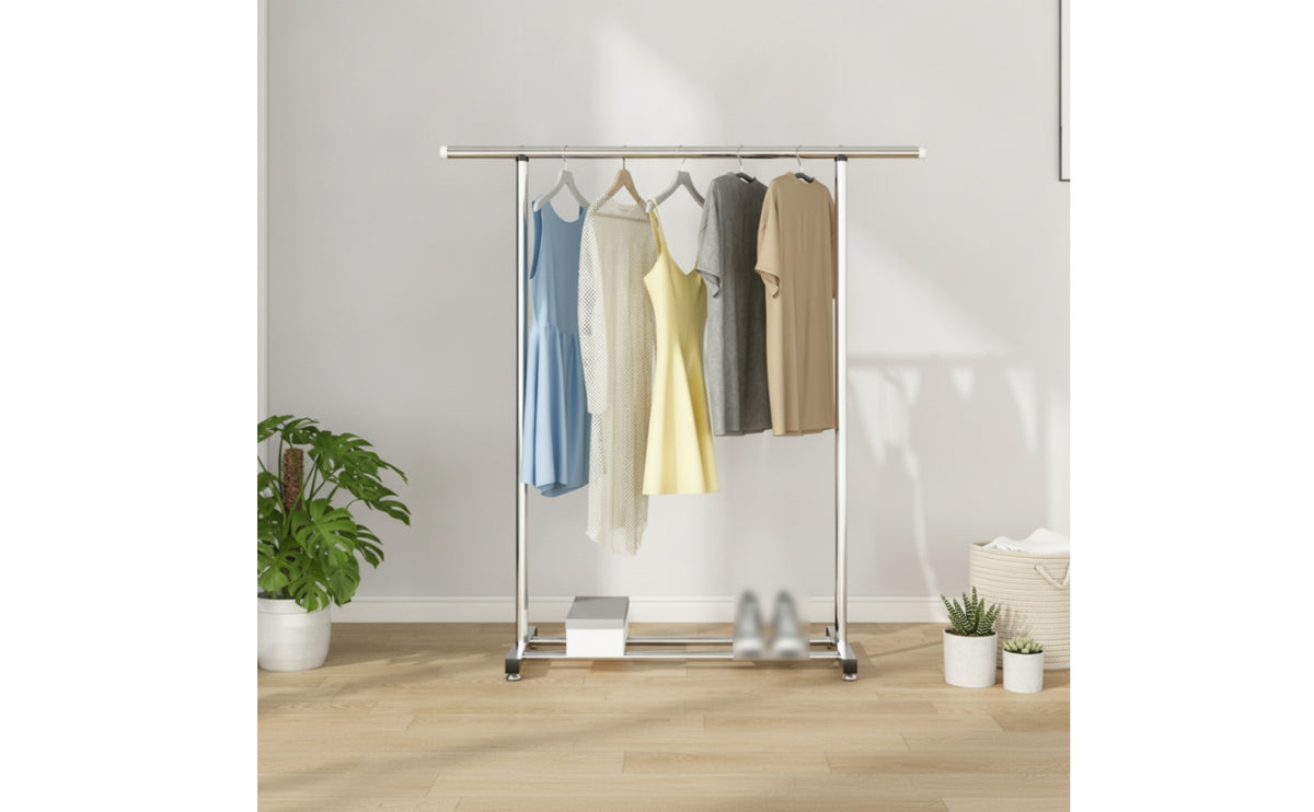 Heavy Duty Rolling Clothes Rack Sturdy Clothes Rack with Wheels Portable Furniture Space-Saving for Balcony