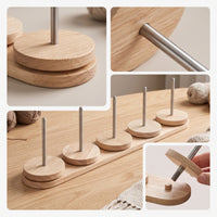 Natural Yarn Spindle Rack Stable Yarn Holder with Five Shafts Heavy-Duty Craft Tool Slimline for Knitters, Crocheters, Weavers, Knitting