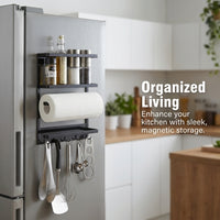 Bedroom Metal Fridge Organizer, 4 Tier Iron Art Wall for Kitchen Suction Cup Side Rack for Students, Space-Saving Storage Solution