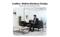 Genuine Leather Three-Seater Office Couch Minimalist Design 3-Seater Waiting Room Sofa Professional Appearance Reception Seating Thick Padding for Customers, Business Owners, Interior Designers, Lobby, Hospital, Airport