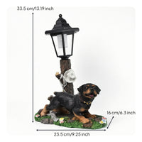 Dog Statue with Solar Lantern Decorative Lawn Ornament Rustic for Pathway, Porch