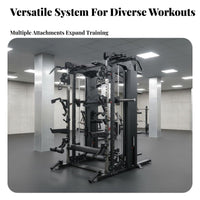 Comprehensive Linear Bearing Press Machine Heavy Duty Cable Versatile Pulley System Machine with a Guided Barbell System Press Full Body Workout
