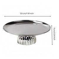 Pedestal Tray Silver Finish Table Decoration Shallow Edge Household Item