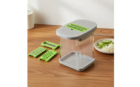 Interchangeable Blades Manual Vegetable Cutter Set Easy to Use Vegetable Chopper with Container Safe Hand Protector Multi-Blade Food Dicer