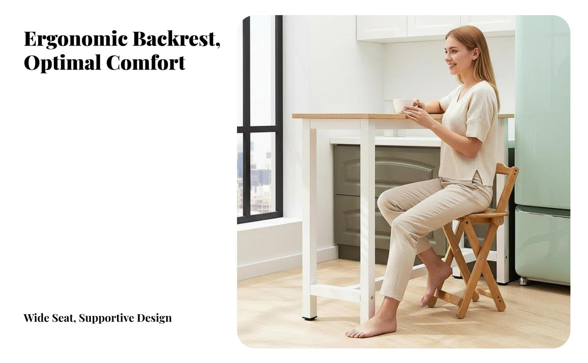 Foldable Folding Bar Stool with Backrest High Chair Minimalist Design Indoor Seating Space-Saving for Apartment Dwellers, Homeowners, occasion personnel