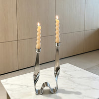Modern Stainless Steel Single or Double Head Candle Holder Silver Decorative