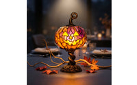 Stained Pumpkin Table Lamp Ornate Pumpkin Lamp with Pull Chain Ambient Light for Living Room