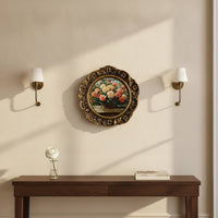 Ornate Round Photo Frame Vintage-Style Round Picture Frame Decorative Sturdy for Bedroom