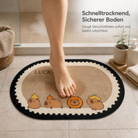 Cartoon Oval Bathroom Mat Absorbent Non-Slip Toilet Floor Rug