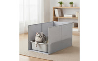Cat Waste Receptacle Enclosure with Mat Removable Open-Top Waste Receptacle Enclosure Secure Pet Supply for Small Areas
