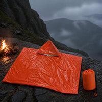 Emergency Thermal Rain Poncho with Whistle and Storage Bag for Outdoor Camping Hiking Survival