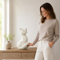 Minimalist Cat Sculpture Resin Seated Cat Ornament Decorative Home Decor for Tv Cabinet