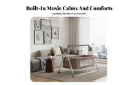 Distant-Operated Controlled Electric Rocking Bassinet Built-in Music Ambient Sound Automatic Rocking Bassinet 5-Speed Control Baby Cradle Foldable Design for Newborns, Infants, New Parents, Bedside, Naptime, Bedroom, Living Room