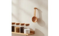 Beech Wood Wooden Measuring Spoon Round Bowl Measuring Spoon with Hanging Hole Accurate Eco-Friendly for Bakers, Home Cooks, Cooking