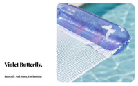 Foldable Butterfly Glitter Pool Raft Thickened PVC Inflatable Pool Lounge Leak-Proof for Teenagers, Seniors, Beach, Ocean, Vacation
