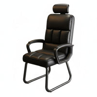 Thick Cushion High-Back Sled Base Seat Stable Framework Sled Base Armchair Ergonomic Design Computer Chair Adjustable Headrest for Executives, Telecommuting Workers, Students, Reception Area, Study Room