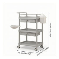 Waterproof 3-Tier Utility Cart Mobile Three Tier Rolling Cart Portable Heavy-Duty for Homeowners, Bathroom, Kitchen