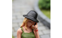 1:64 Scale Woman Figurine Workmanship Capped Girl Miniature Versatile Scene Decoration Resin Diorama Person for Hobbyists, Collectors