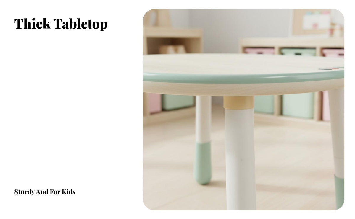 Child-Safe Design Height Adjustable Kids Table Set Sturdy & Long-Lasting Height Adjustable Toddler Desk Rounded Corners Peanut Shaped Activity Table Stable & Anti-Tip for Toddlers, Preschoolers, Teachers, Playroom, Daycare, Nursery, Classroom