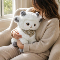 Decorative Stuffed Sheep with Bib Soft Sheep Plushie Standing Cuddly for Children, Toddlers, Nursery Decor, Bedside, Shelf