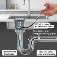 Hair Removal Plumbing Tool, Flexible Drain Clog Remover for Kitchen Sink and Bendable , 160cm Steel for Homeowners