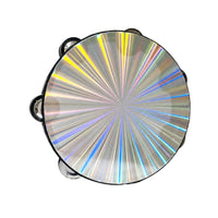 Holographic Tambourine Reflective Tambourine with Jingling Discs Laser Hand Drum Handheld for Dancers, Students, Kids, Stage, Dance, Classroom