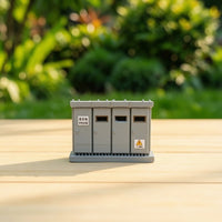 Industrial Miniature Transformer Box Compact Utility Cabinet Ribbed Scenery Grey for Dioramas