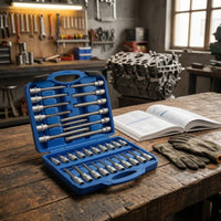 Socket and Bit Set Organized Tool Set with Carrying Case Clamshell Tool Kit with Carrying Case for Garage, Workshop