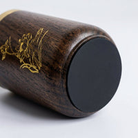 Pen Organiser for Desk Organization, Solid Ebony Wooden Pencil Pot Stationery Holder, Round Desktop Storage for Students and Offices