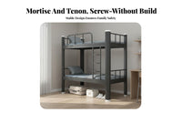 Dormitory Bunk Bed Stable Structure Metal Bunk Bed Anti-Slip Ladder for Students, Families, Dorm Room, Apartment Quarters