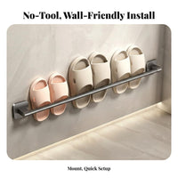 Wall Mounted Slipper Rack Easy Installation Wall-Mounted Slipper Rack Space-Saving Shoe Holder for Renters, Adults, Restroom, Closet, Bedroom