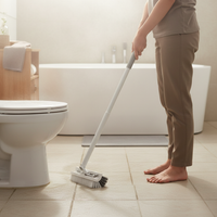 V-Shaped Long Handle Floor Scrub Brush for Bathroom Tile Grout Cleaning