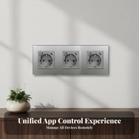 Smart Wall Socket Timer and Schedule Function European WiFi Power Socket Glass Panel Wall Outlet Family Sharing for Homeowners