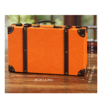 Suitcase-Shaped Storage Box Leather-Like Vintage Suitcase Box Textured Finish