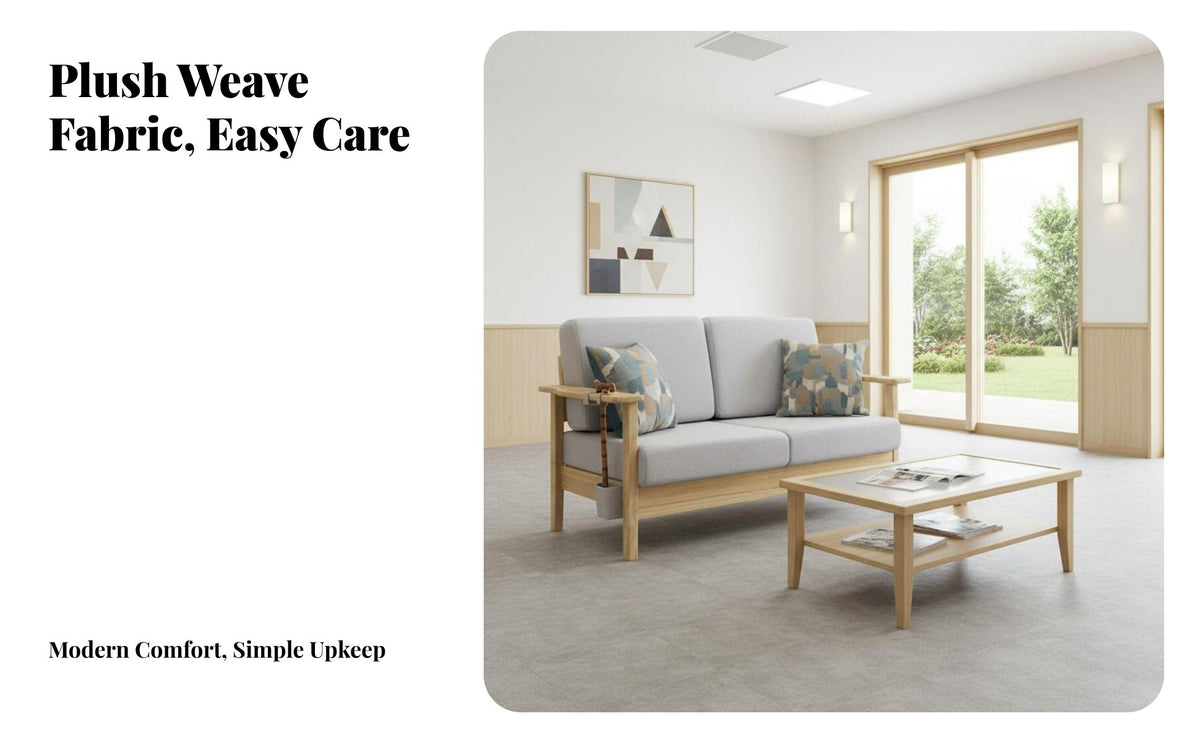 Elderlyaccessible Design Sofa with Cane Holder durable Wood Frame Loveseat Supportive Armrests Household Seating Ergonomic for Caregivers, Apartment Dwellers, Nursing Home, Assisted Living Facility, Rehabilitation Center, Waiting Room